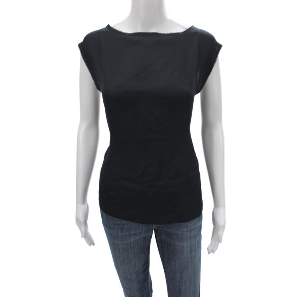 Nili Lotan Womens Basic Silk Square Neck Sleeveless Top Black Size S